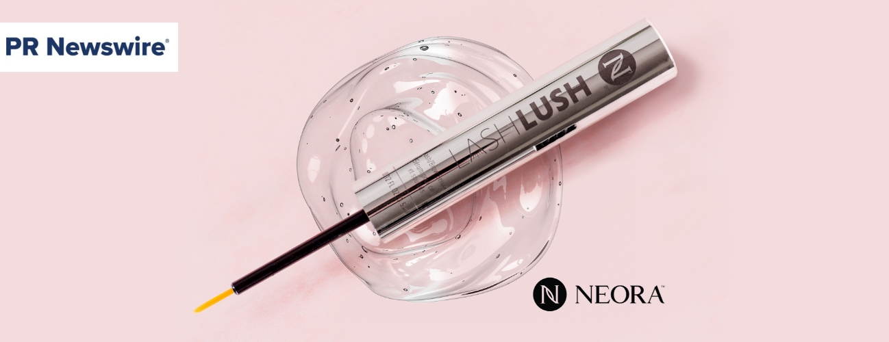Neora's latest product, Lash Lush, laying on a circular gel formation